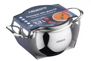 ARDESTO Casserole Gemini, glass lid, 2.2 l, stainless steel