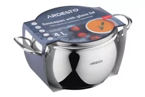 ARDESTO Casserole Gemini, glass lid, 4.0 l, stainless steel