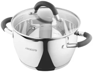 ARDESTO Casserole Gemini, glass lid, 2.3 l, stainless steel