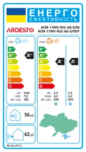 ARDESTO Кондиционер ACM-11INV-R32-AG-S, 35 м2, инвертор, A++/A+, до -15°С, R32, белый