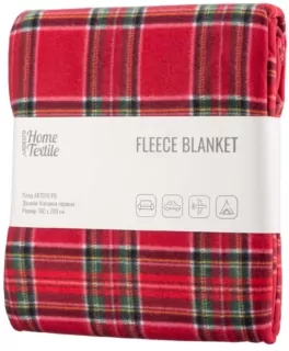 ARDESTO Плед Fleece, 160х200 см, 100% полиэстер, клетка красная