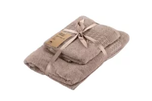 ARDESTO Terry towel set Lotus 2 pcs., 50х90cm, 70х140cm, 100% cotton, beige