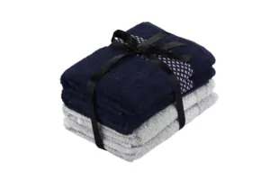ARDESTO Terry towel set Holiday 4 pcs., 50х90cm, 2 pcs. – indigo, 2 pcs. – silver, 100% cotton