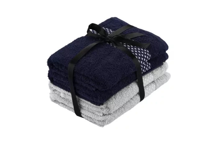 ARDESTO Terry towel set Holiday 4 pcs., 50х90cm, 2 pcs. – indigo, 2 pcs. – silver, 100% cotton