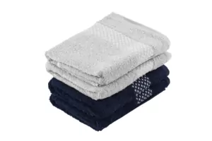 ARDESTO Terry towel set Holiday 4 pcs., 50х90cm, 2 pcs. – indigo, 2 pcs. – silver, 100% cotton