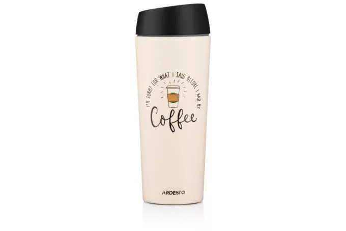 ARDESTO Travel mug Coffee Time 450 ml, s/s, beige