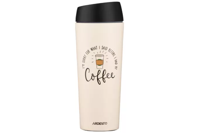 ARDESTO Travel mug Coffee Time 450 ml, s/s, beige