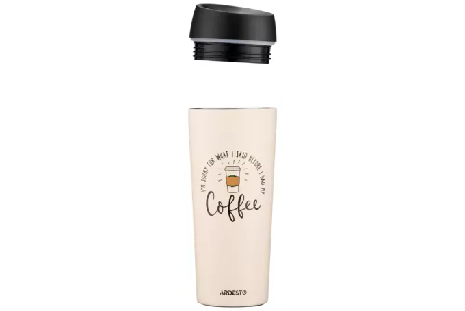 ARDESTO Travel mug Coffee Time 450 ml, s/s, beige