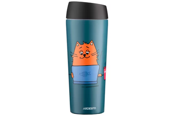 ARDESTO Термочашка Coffee time Red Cat 450 мл, нержавеющая сталь, синий