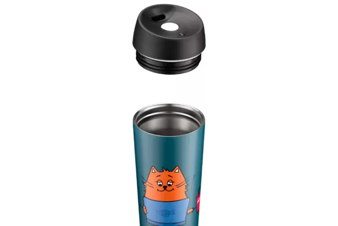 ARDESTO Термочашка Coffee time Red Cat 450 мл, нержавеющая сталь, синий