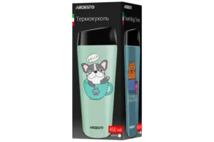 ARDESTO Термочашка Coffee time Red Cat 450 мл, нержавеющая сталь, синий