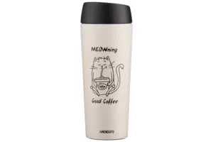 ARDESTO Термочашка Coffee Time Meowning 450 мл, нержавеющая сталь, бежевый