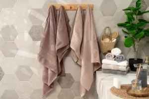 ARDESTO Terry towel set Lotus 2 pcs., 50х90cm, 70х140cm, 100% cotton, beige
