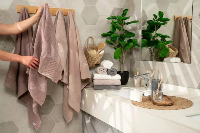 ARDESTO Terry towel set Lotus 2 pcs., 50х90cm, 70х140cm, 100% cotton, beige