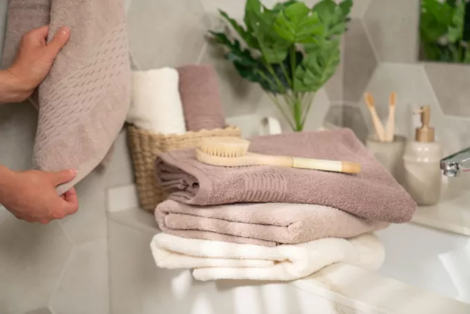 ARDESTO Terry towel set Lotus 2 pcs., 50х90cm, 70х140cm, 100% cotton, beige