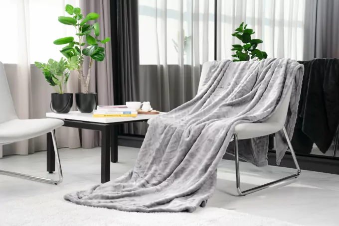 ARDESTO Embossed blanket, 160x200cm, grey, 100% polyester