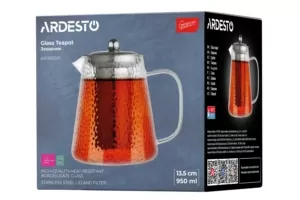 ARDESTO Teapot Gemini, 950 ml, borosilicate glass, stainless steel