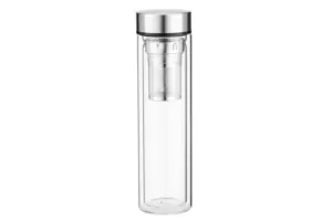 ARDESTO Glass thermos with double walls, 450 ml, borosilicate glass, stainless steel