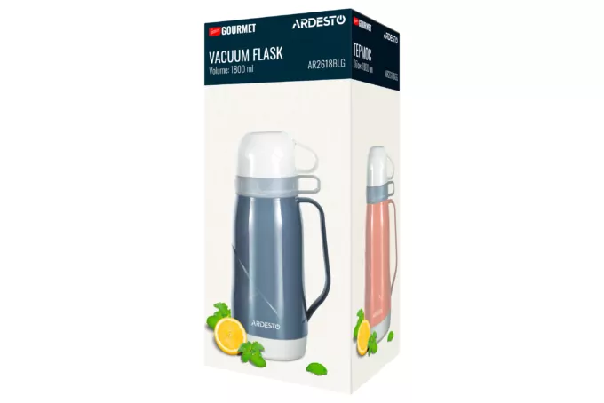 ARDESTO Термос Gemini Gourmet 1800 мл, пластик, скляна колба, пудровий