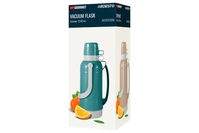 ARDESTO Vacuum flask Gemini Gourmet 3200 ml, plastic, glass flask, grey