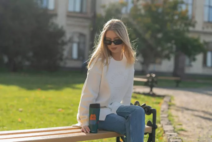 ARDESTO Термочашка Coffee time Red Cat 450 мл, нержавеющая сталь, синий