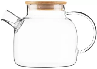 ARDESTO Teapot Midori, 1200ml, borosilicate glass, bamboo, transparent