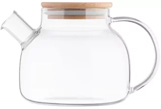 ARDESTO Teapot Midori, 1000ml, borosilicate glass, bamboo, transparent