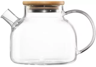 ARDESTO Teapot Midori, 600ml, borosilicate glass, bamboo, transparent