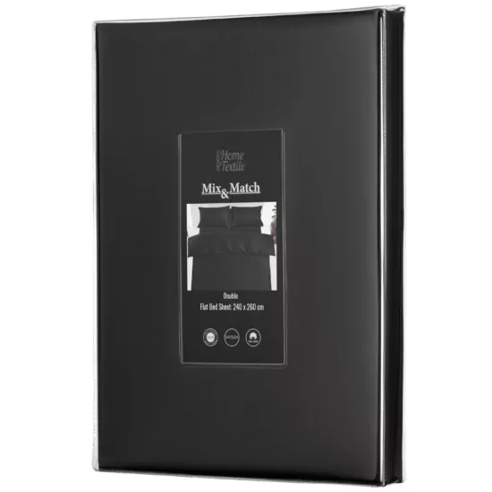 ARDESTO Простынь Mix&Match Premium, 240×260см, 100% хлопок, сатин, черный