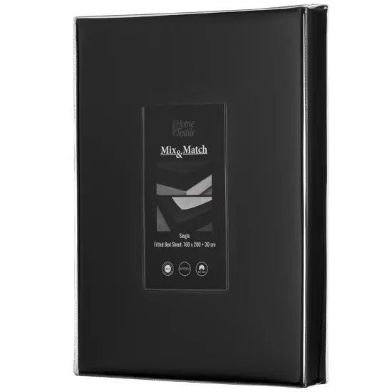 ARDESTO Простирадло на резинці Mix&Match Premium, 160х200+30см, 100% бавовна, сатин, чорний