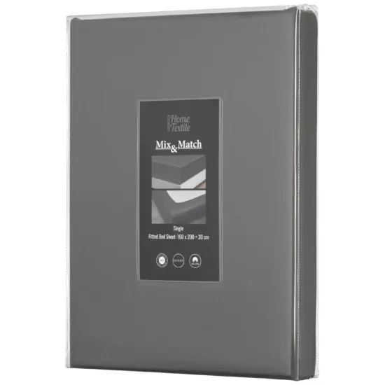 ARDESTO Простынь на резинке Mix&Match Premium, 160х200+30см, 100% хлопок, сатин, серый