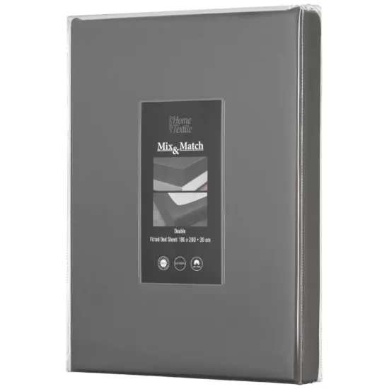 ARDESTO Простынь на резинке Mix&Match Premium, 180×200+30см, 100% хлопок, сатин, серый
