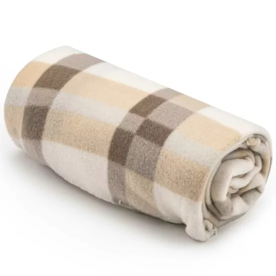 ARDESTO Плед Fleece, 130×160см, 100% поліестер, клітинка, бежевий