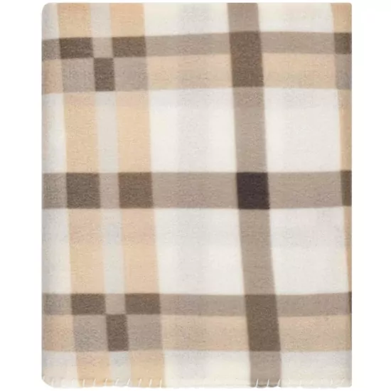 ARDESTO Плед Fleece, 130×160см, 100% поліестер, клітинка, бежевий