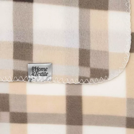 ARDESTO Плед Fleece, 130×160см, 100% поліестер, клітинка, бежевий