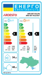 ARDESTO Кондиціонер ARD-E07-R32, 18 м2, on/off, A/A, до -7°С, R32, білий