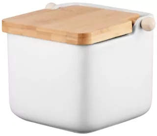 ARDESTO Сахарница Midori 12х12х11см, 840мл, керамика, бамбук, белый