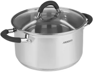 ARDESTO Casserole with glass lid Gemini Salerno, 4.4l, stainless steel, silicone