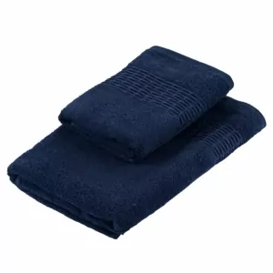 ARDESTO Terry towel set Lotus 50х90cm, 70х140cm, 2pcs, 100% cotton, dark blue