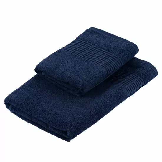 ARDESTO Terry towel set Lotus 50х90cm, 70х140cm, 2pcs, 100% cotton, dark blue
