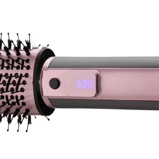 ARDESTO Фен-щітка Brush Pink Touch, 1200Вт, 2 швидкості, 2 темп. режими, LED-дисплей, функція іонізації , 4 насадки, сірий+ рожевий