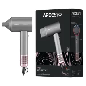 ARDESTO Hair Dryer Pink,1600W, 2 speeds, 3 temperature settings, ionization, diffuser, magnetic attachments, gray+pink