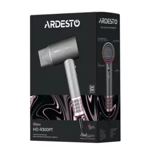 ARDESTO Hair Dryer Pink,1600W, 2 speeds, 3 temperature settings, ionization, diffuser, magnetic attachments, gray+pink