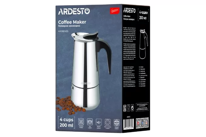 ARDESTO Coffee Maker Gemini Apulia, 4 cups AR0804SS