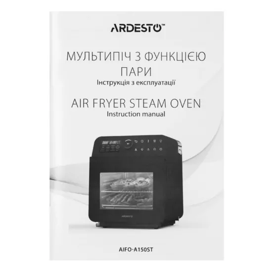 ARDESTO air fryer, 2250W, bowl-15l, touch control, 40-220°C, metal/plastic, white-black