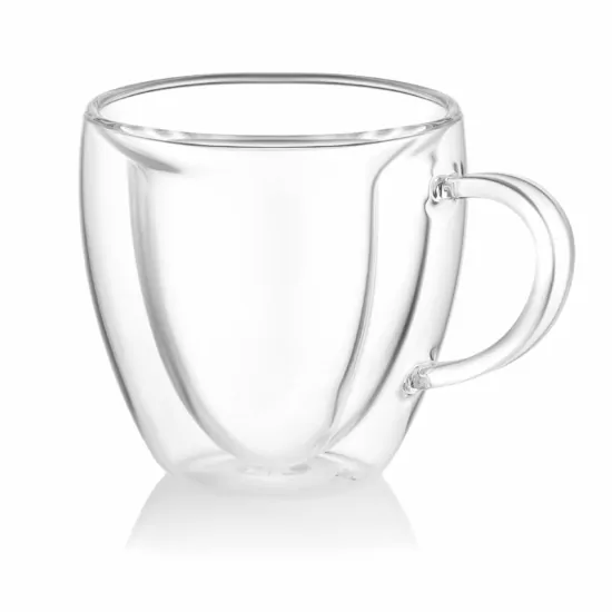 ARDESTO Double wall mug set with handle, 330ml, 2pcs, borosilicate glass, transparent