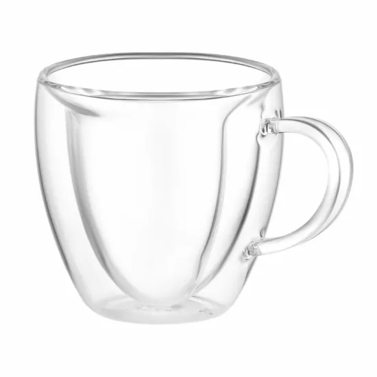 ARDESTO Double wall mug set with handle, 330ml, 2pcs, borosilicate glass, transparent