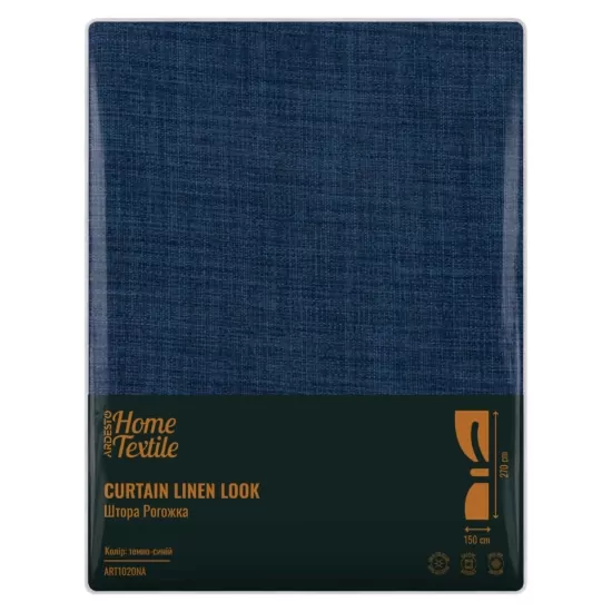 ARDESTO Curtain 150х270cm, linen look, 100% polyester, dark blue