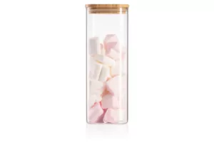 ARDESTO Jar Midori, 1000ml, glass, bamboo, square, transparent