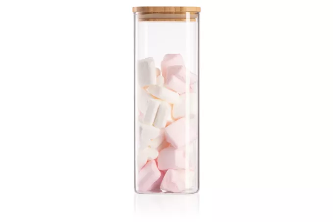 ARDESTO Jar Midori, 1000ml, glass, bamboo, square, transparent